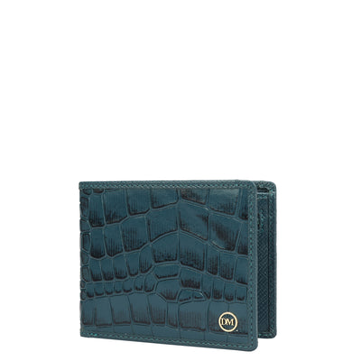 Croco Leather Mens Wallet - Blue
