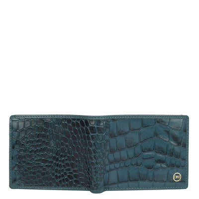 Croco Leather Mens Wallet - Blue