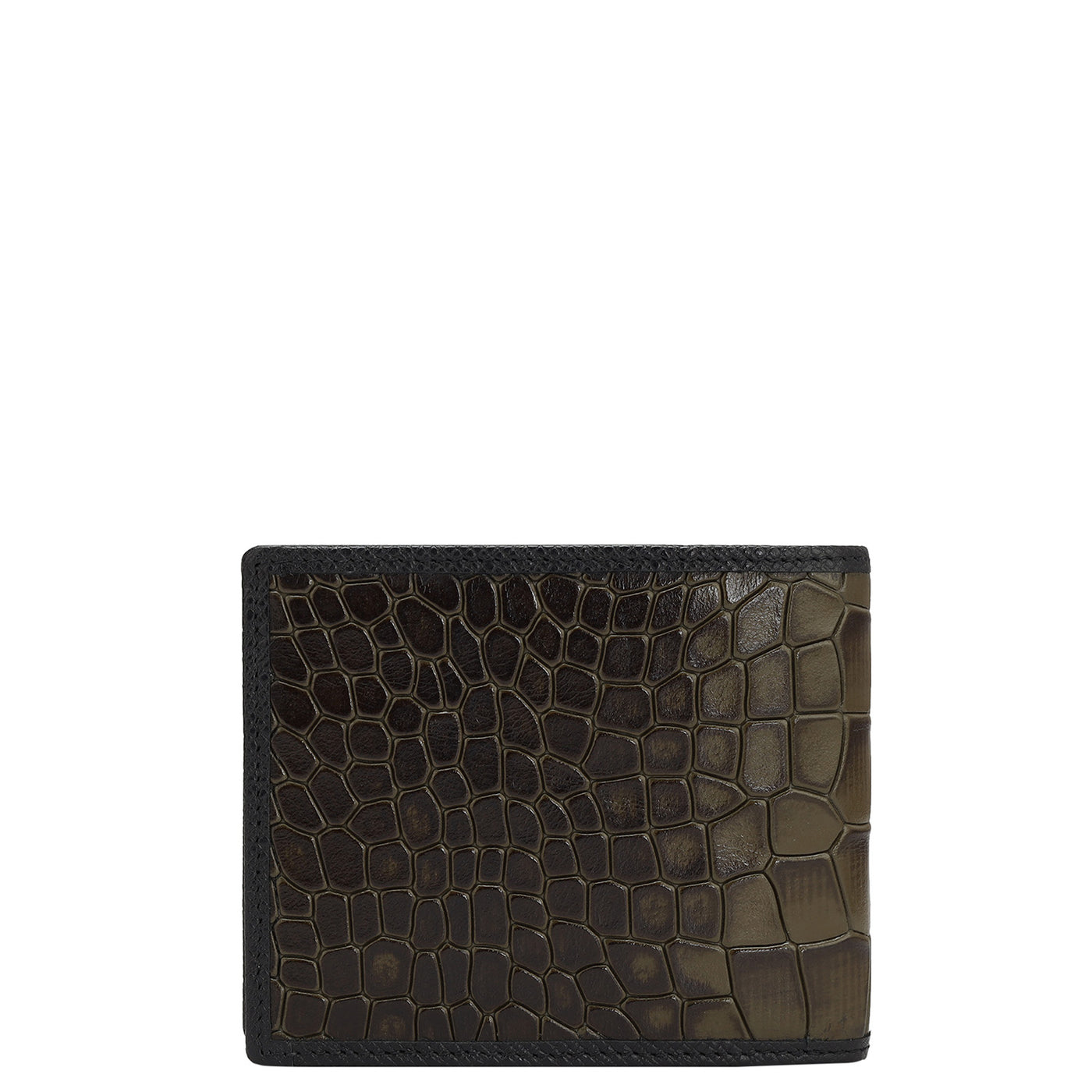 Croco Franzy Leather Mens Wallet - Military Green