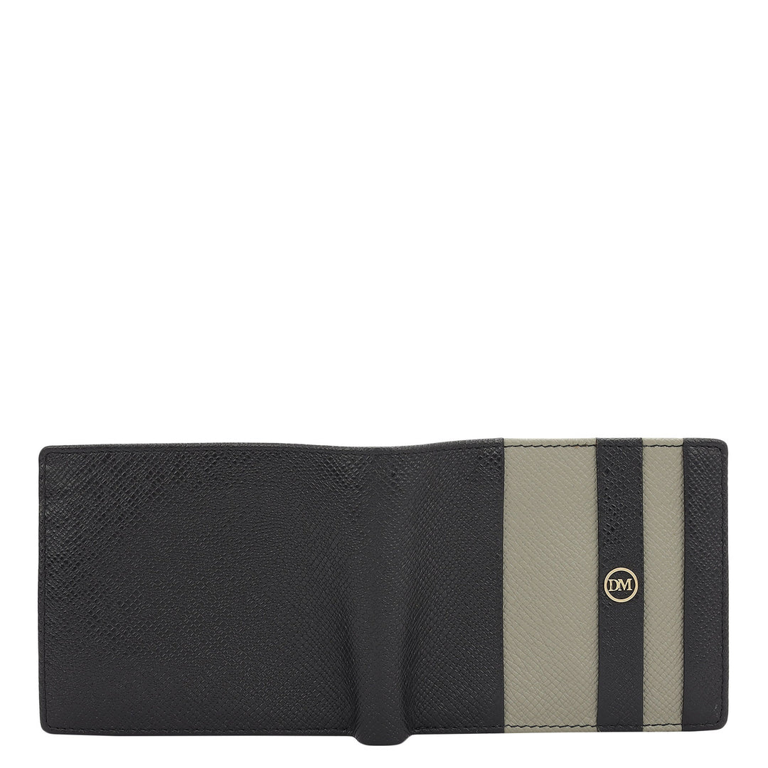 Black Stone Grey Bifold Leather Mens Wallet