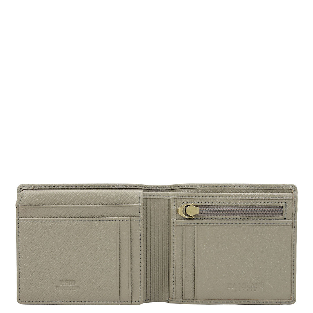 Stone Grey Bifold Leather Mens Wallet