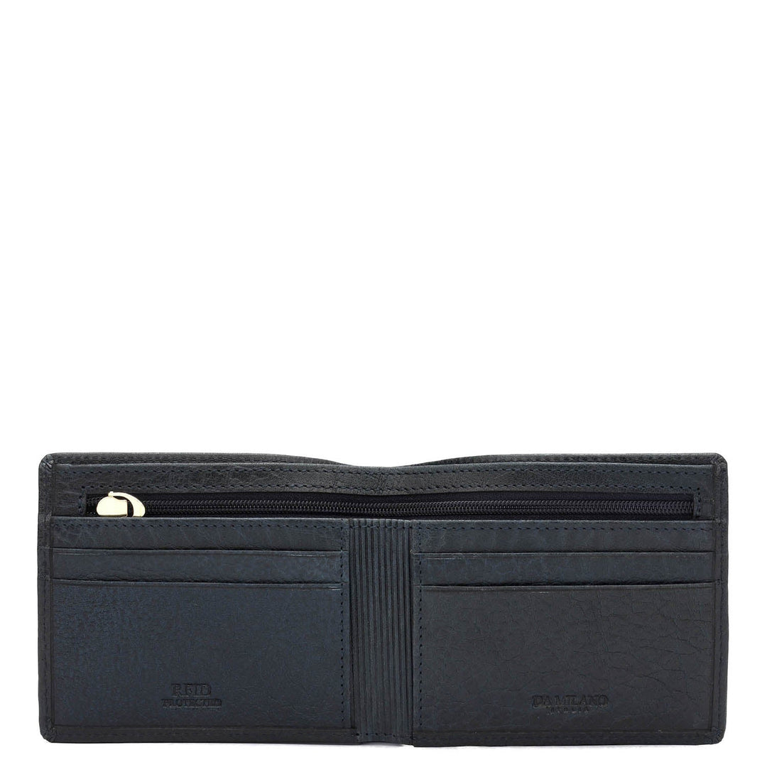 Navy Blue Bifold Leather Mens Wallet