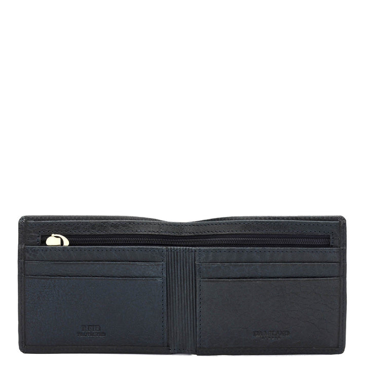 Navy Blue Bifold Leather Mens Wallet
