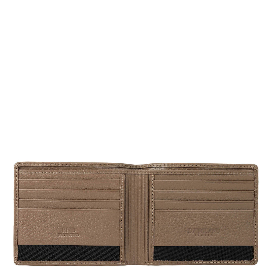 Greyish Taupe Bifold Leather Mens Wallet