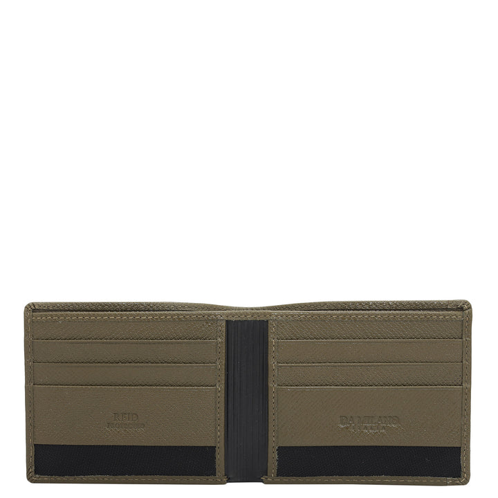 Military Green Bifold Leather Mens Wallet