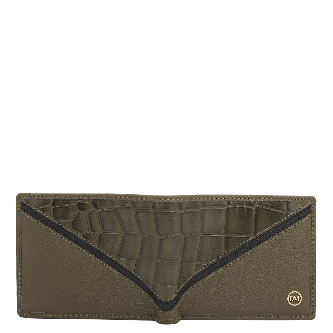 Military Green Bifold Leather Mens Wallet