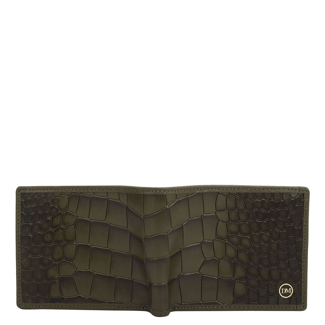 Military Green Bifold Leather Mens Wallet