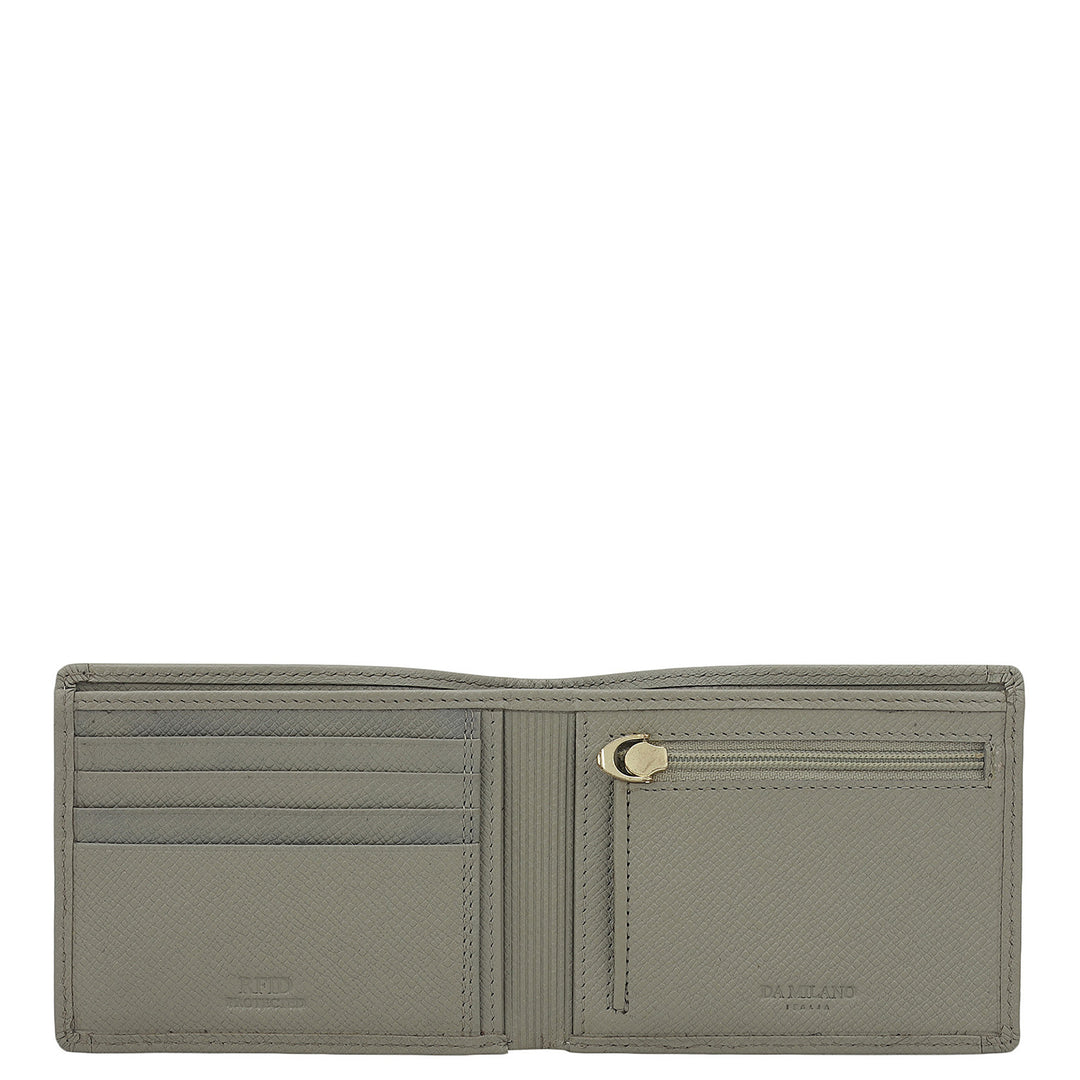 Stone Grey Bifold Leather Mens Wallet