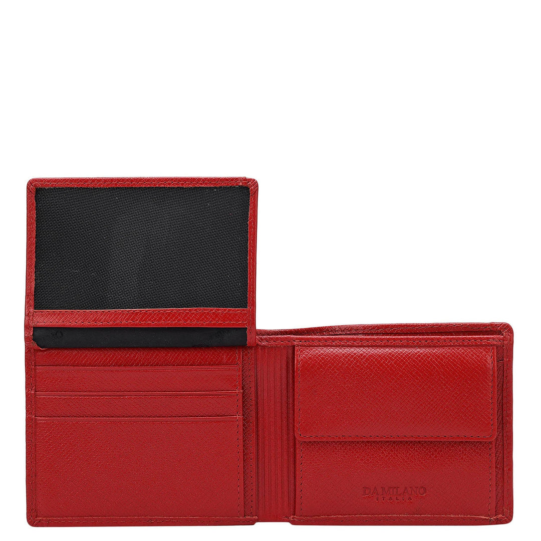 Red Bifold Leather Mens Wallet
