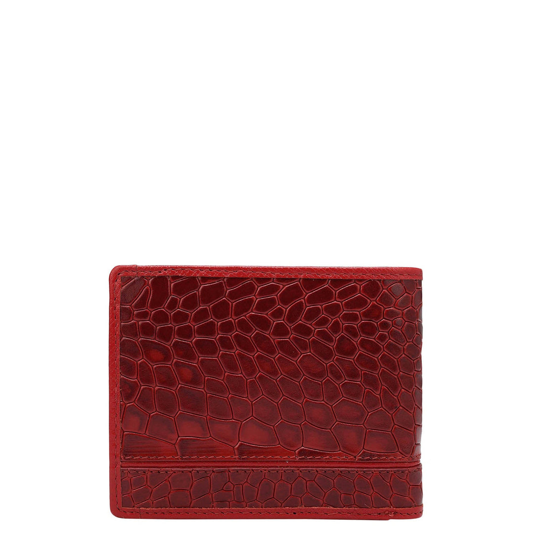 Red Bifold Leather Mens Wallet