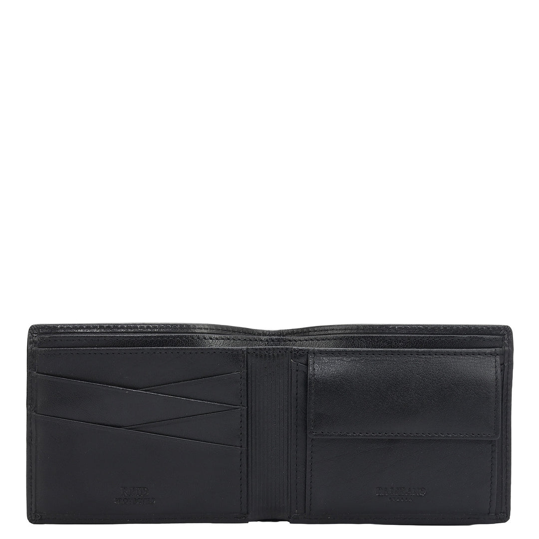 Black Bifold Leather Mens Wallet