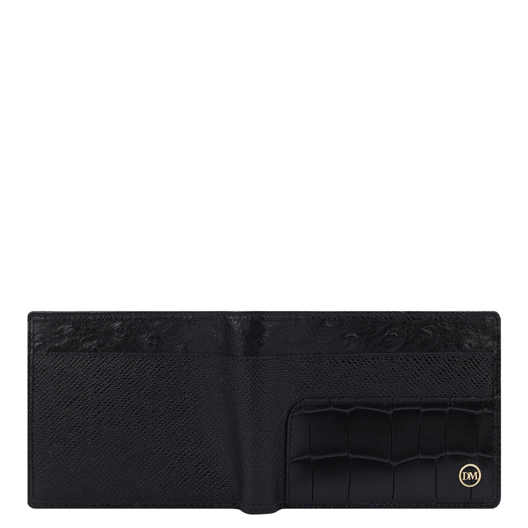 Franzy Croco Leather Mens Wallet - Black