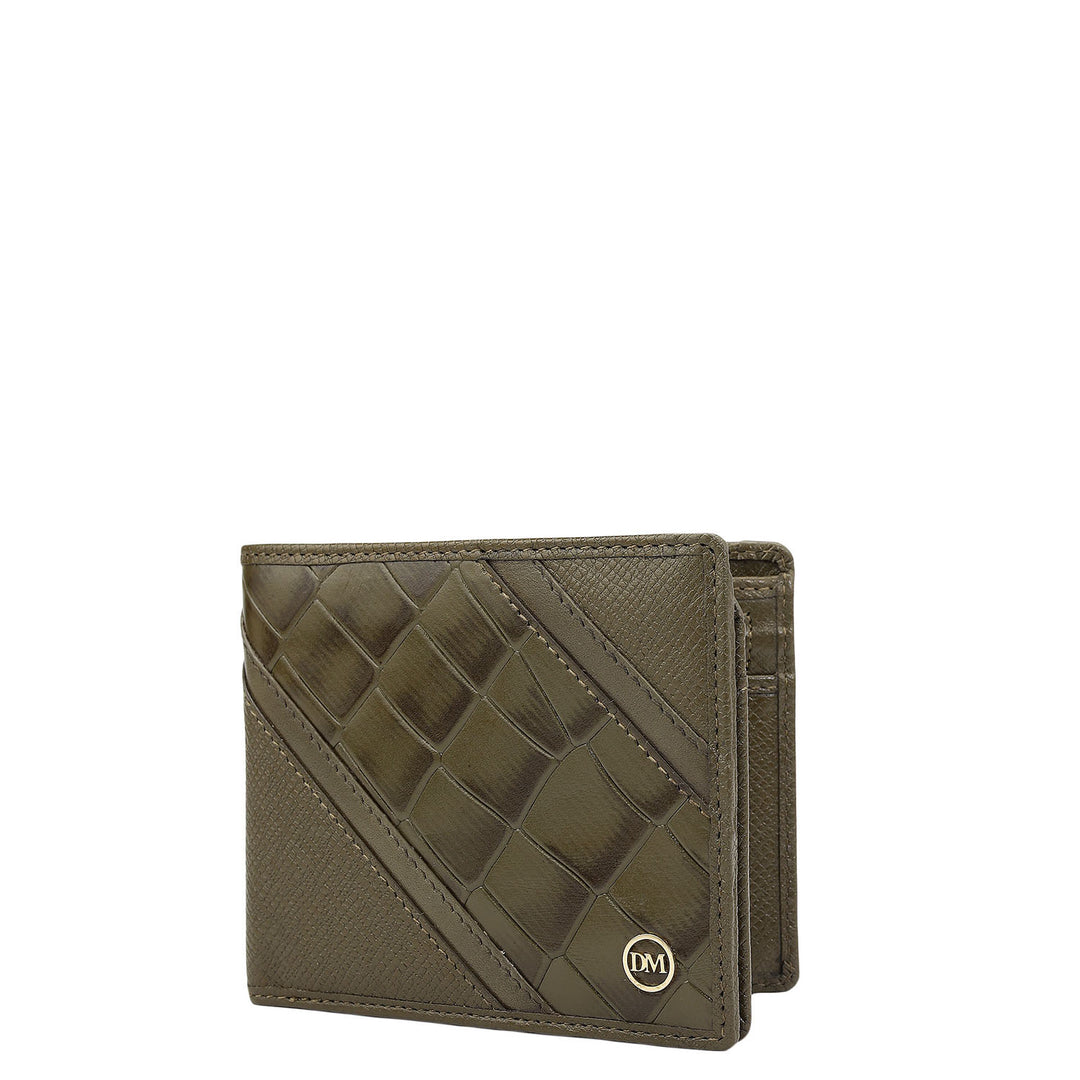 Military Green Bifold Leather Mens Wallet