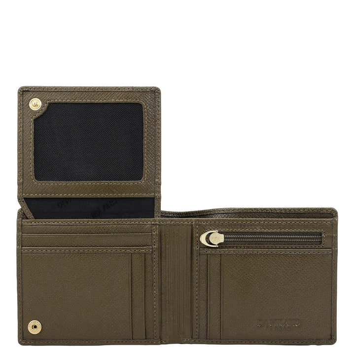 Military Green Bifold Leather Mens Wallet