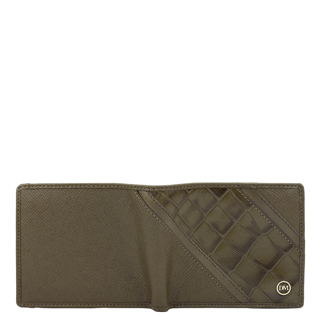 Military Green Bifold Leather Mens Wallet