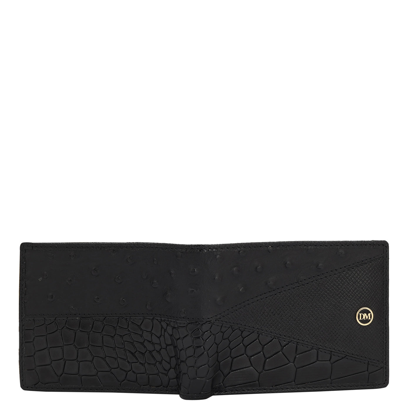 Croco Ostrich Leather Mens Wallet - Black