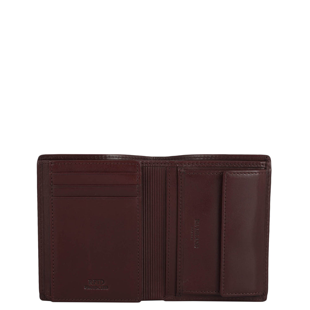 Wine  Bifold Leather Mens Wallet