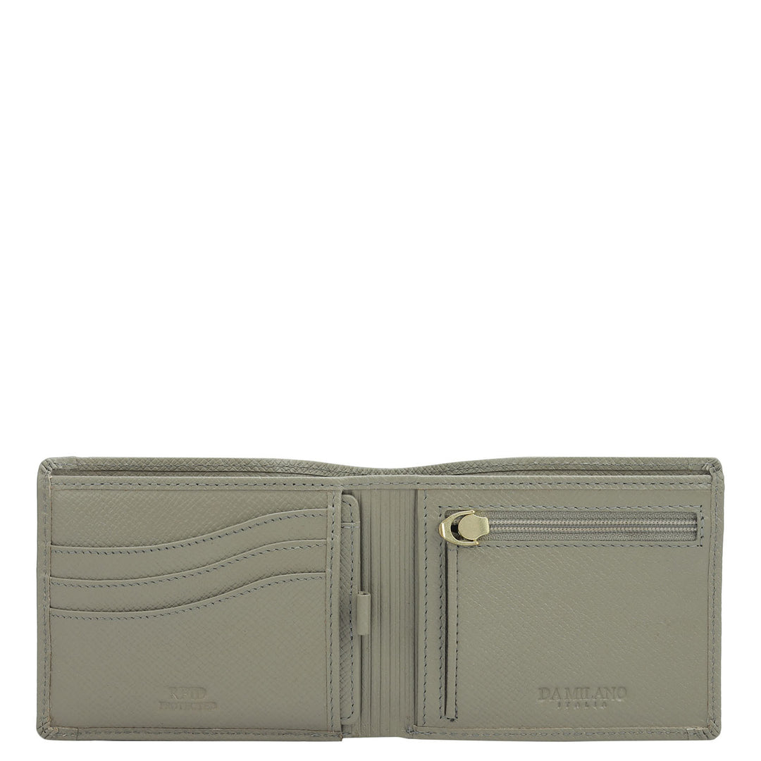 Stone Grey Bifold Leather Mens Wallet