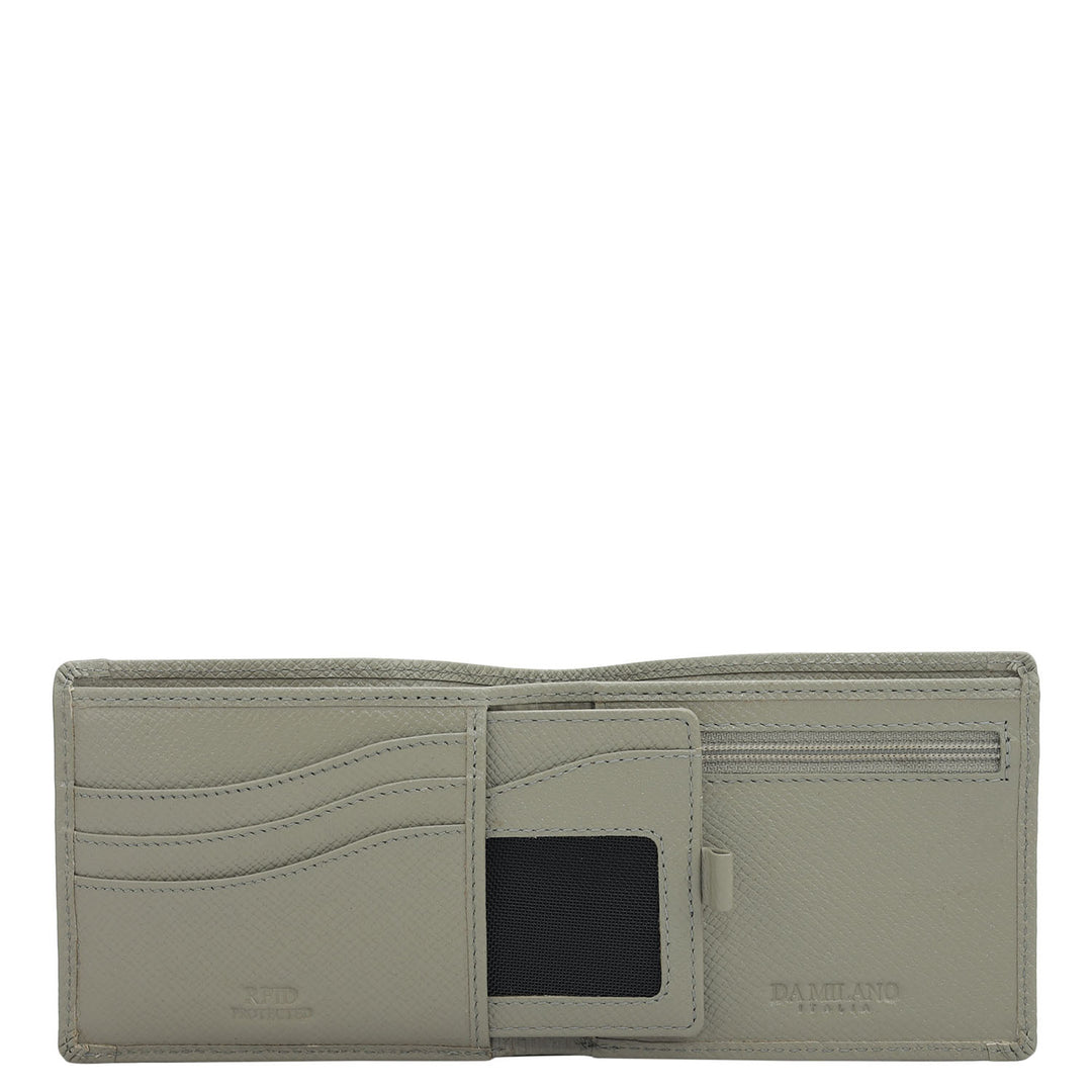 Stone Grey Bifold Leather Mens Wallet