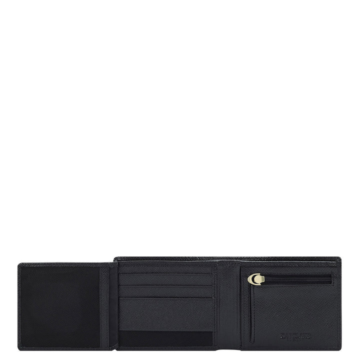 Ostrich Franzy Leather Mens Wallet - Black