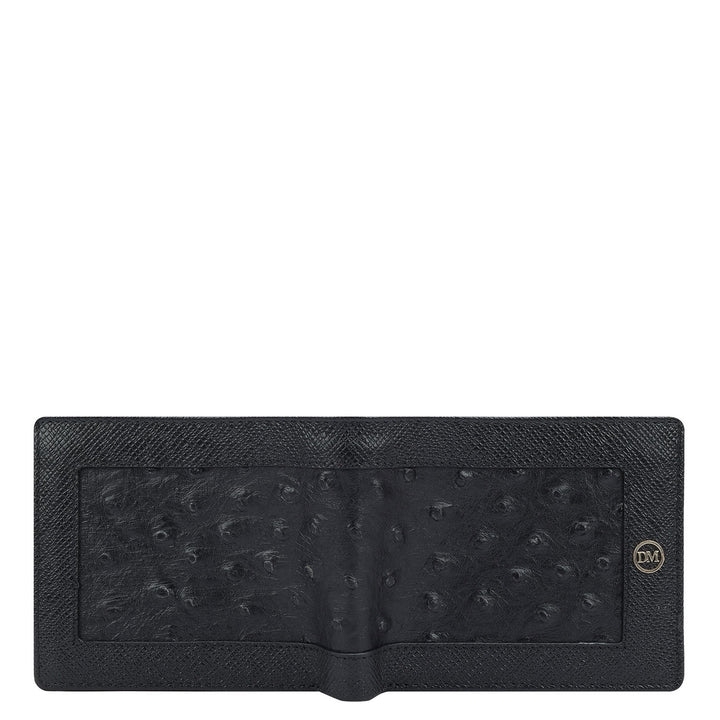 Ostrich Franzy Leather Mens Wallet - Black