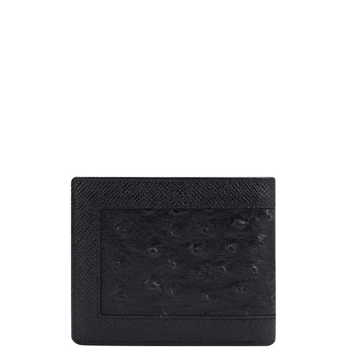 Ostrich Franzy Leather Mens Wallet - Black