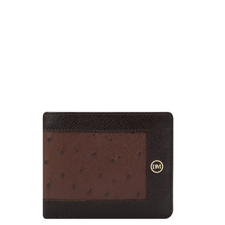 Ostrich Franzy Leather Mens Wallet - Brown