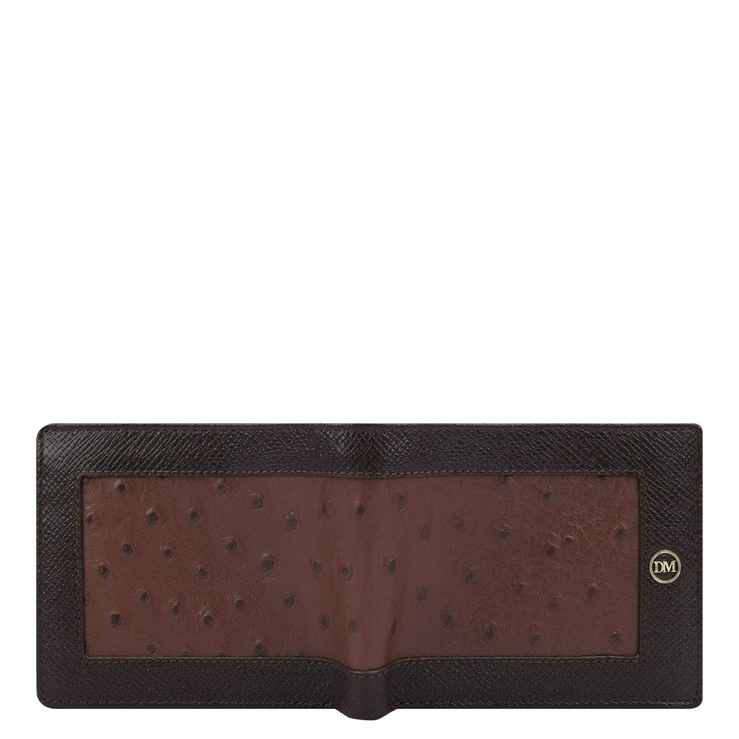Ostrich Franzy Leather Mens Wallet - Brown