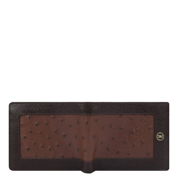 Ostrich Franzy Leather Mens Wallet - Brown