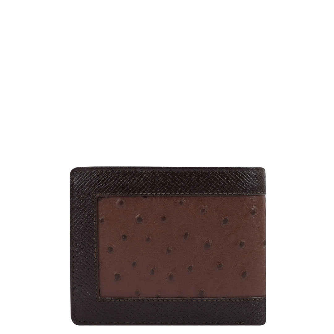Ostrich Franzy Leather Mens Wallet - Brown