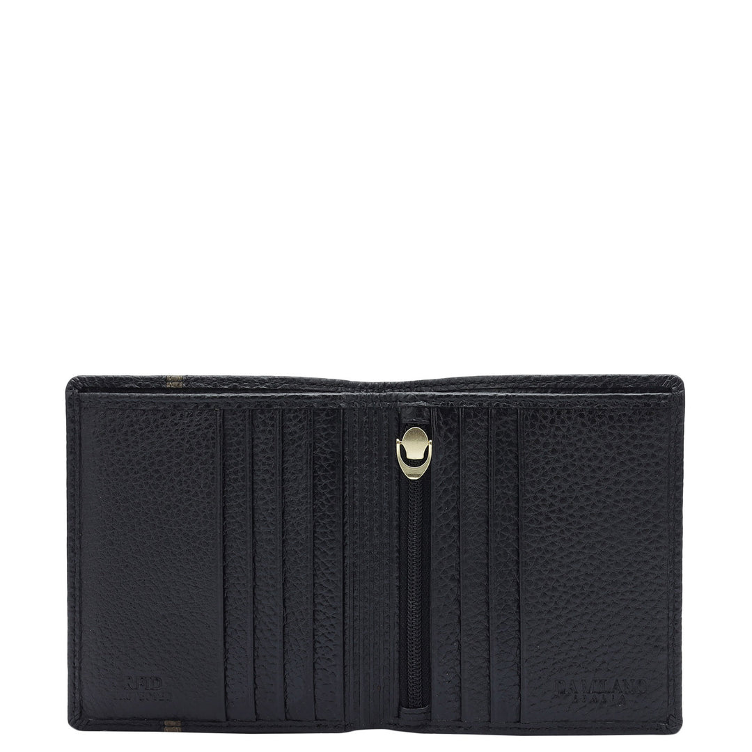 Wax Leather Mens Wallet - Black