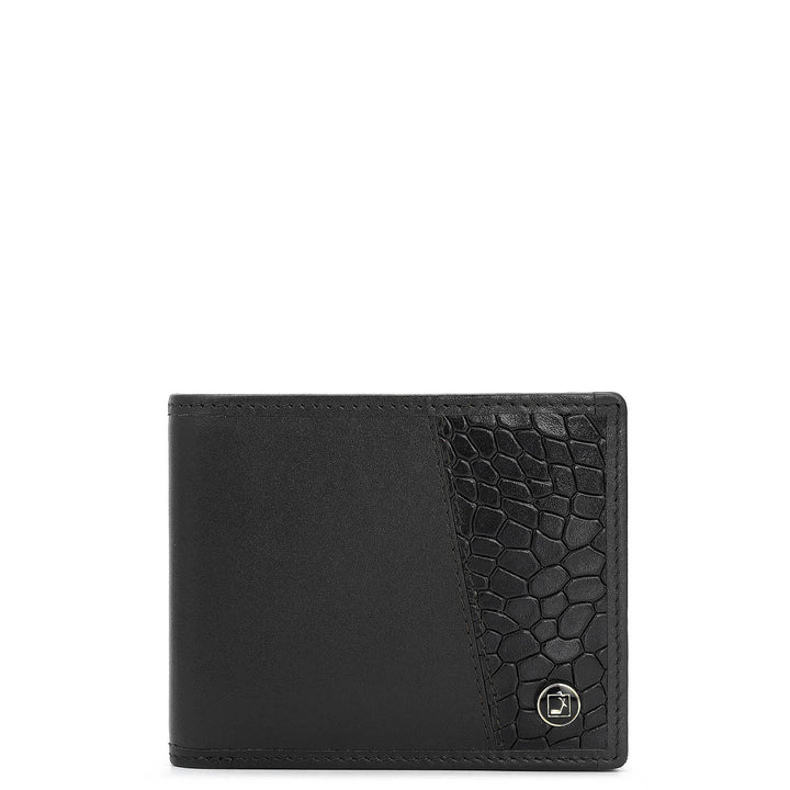 Plain Croco Leather Mens Wallet - Black