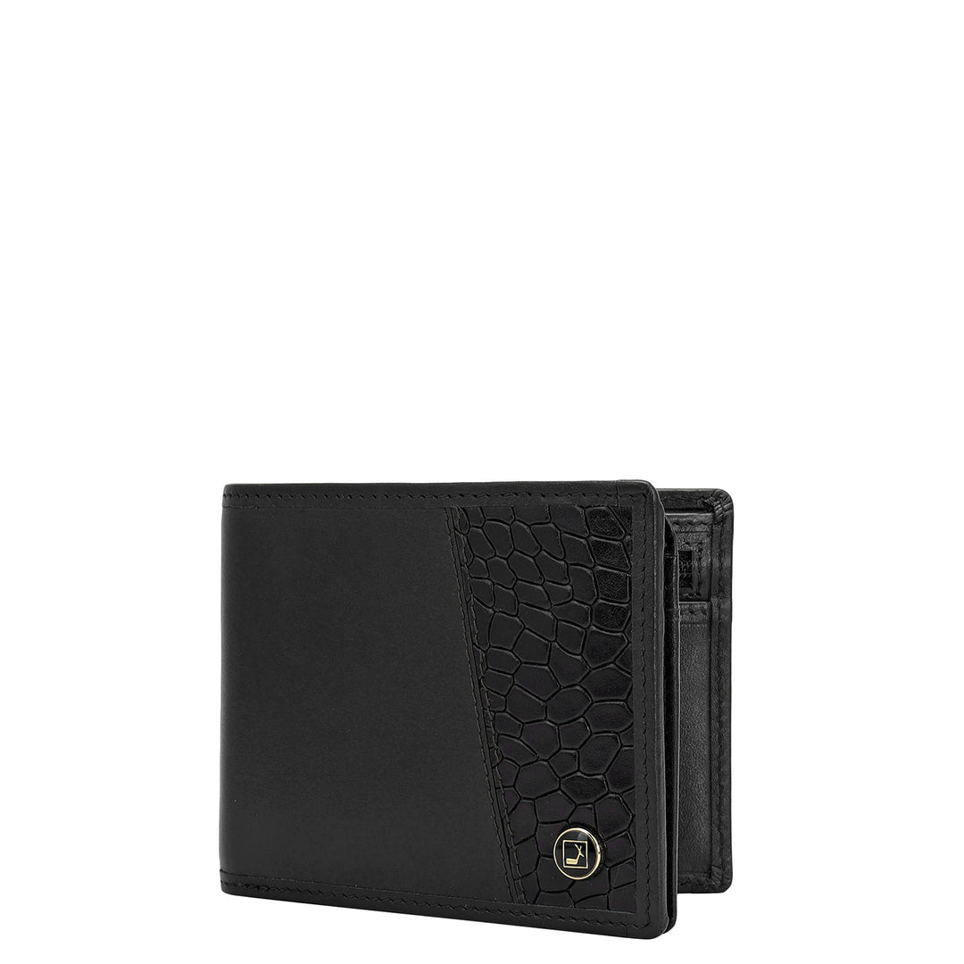 Plain Croco Leather Mens Wallet - Black