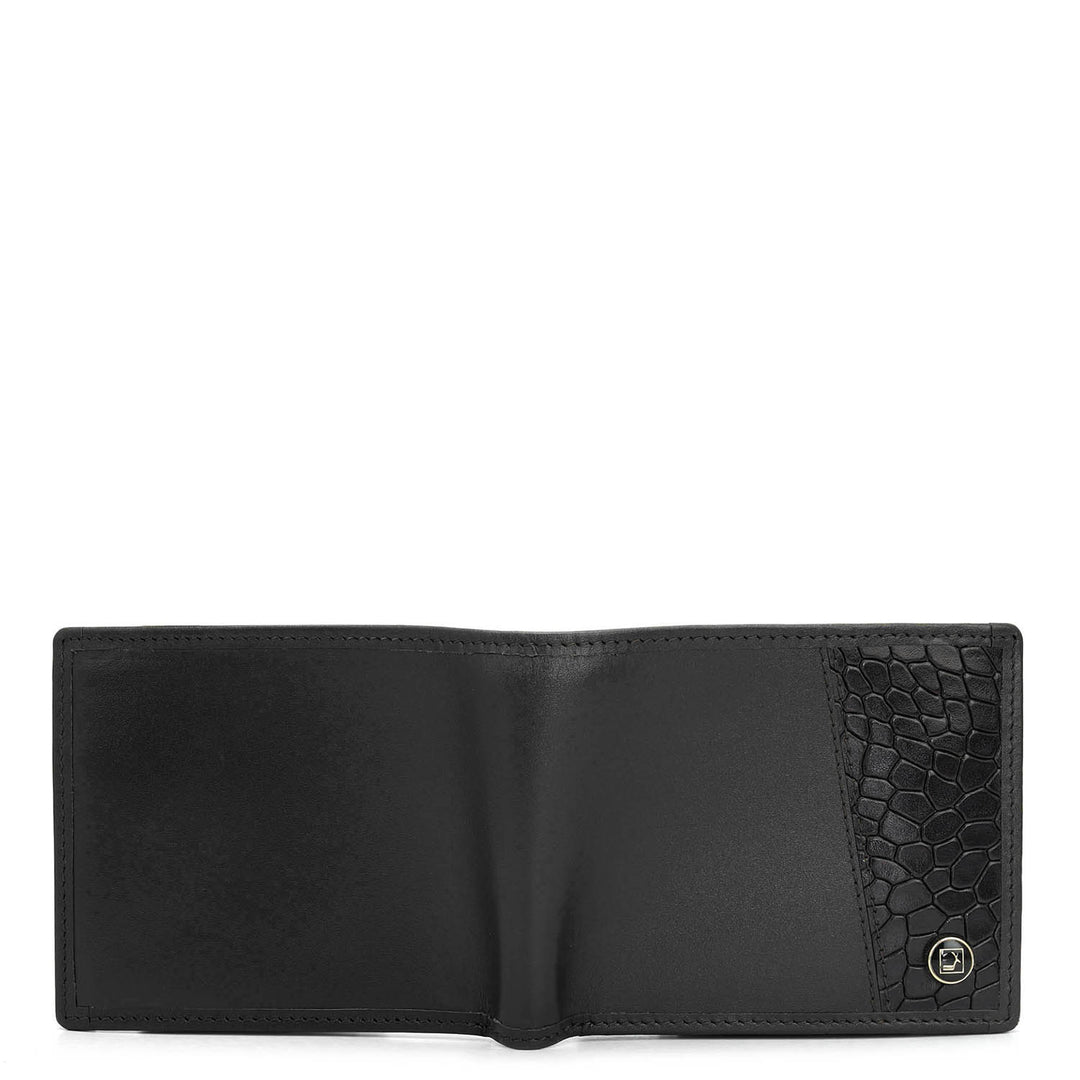 Plain Croco Leather Mens Wallet - Black