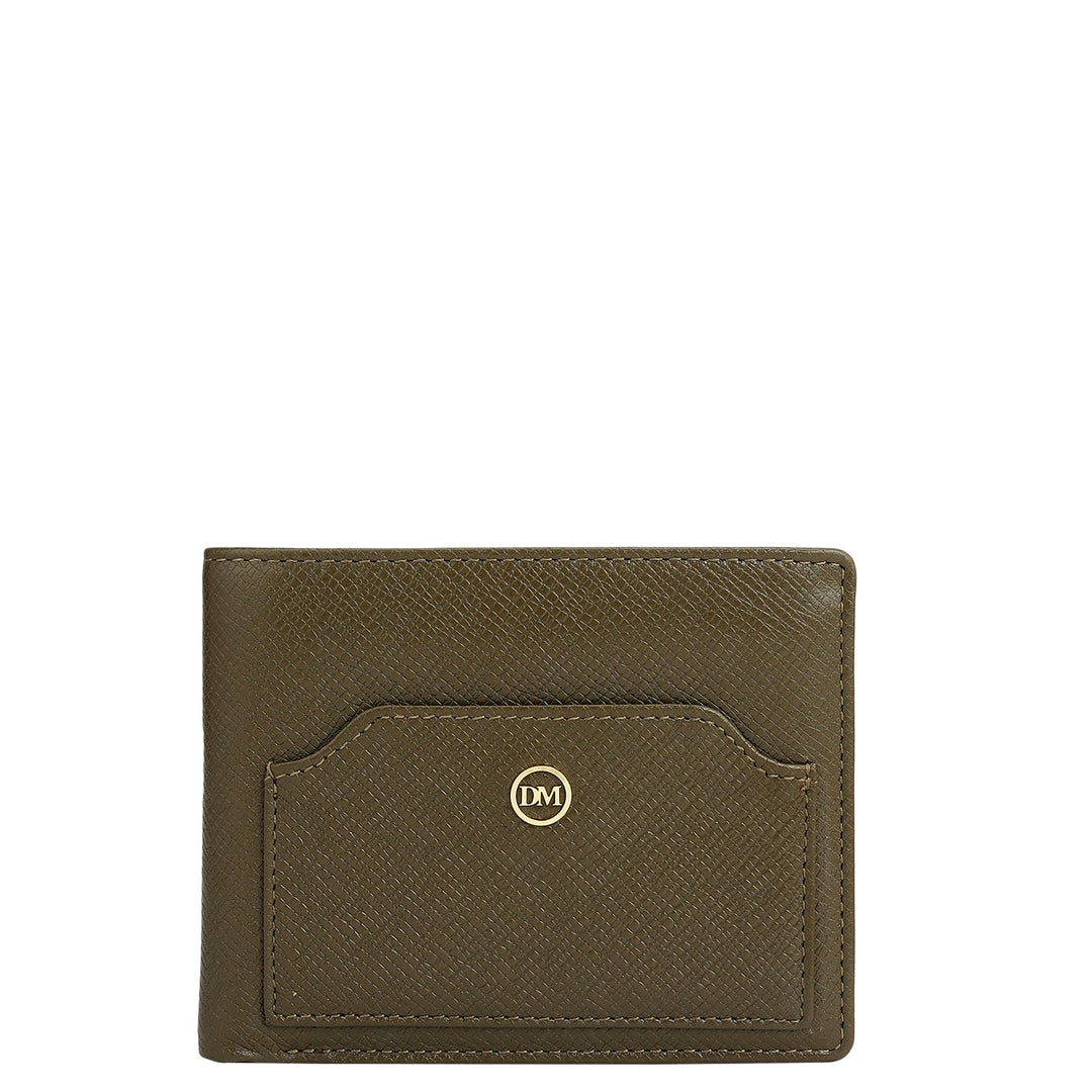 Military Green Bifold Leather Mens Wallet