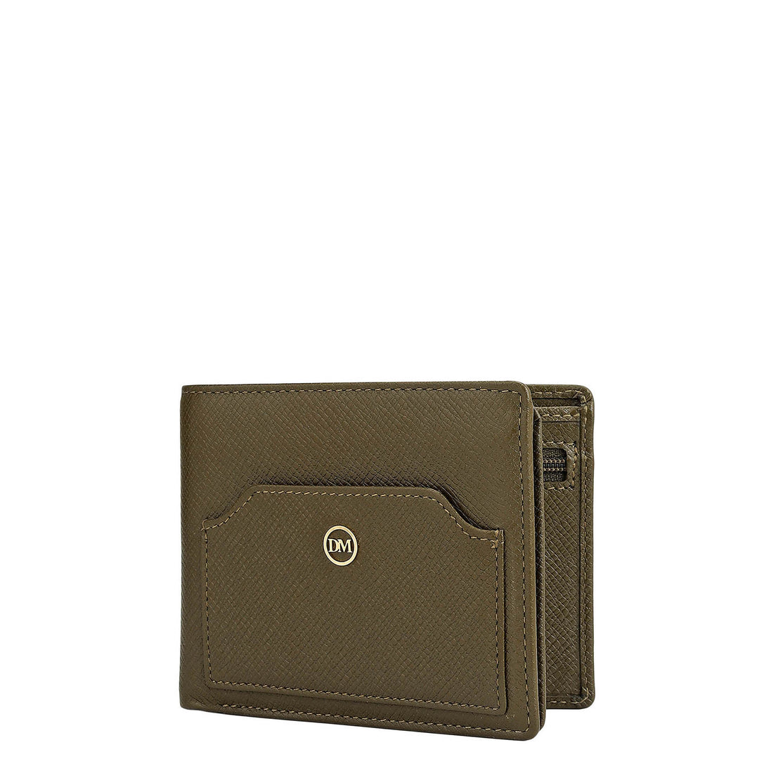 Military Green Bifold Leather Mens Wallet