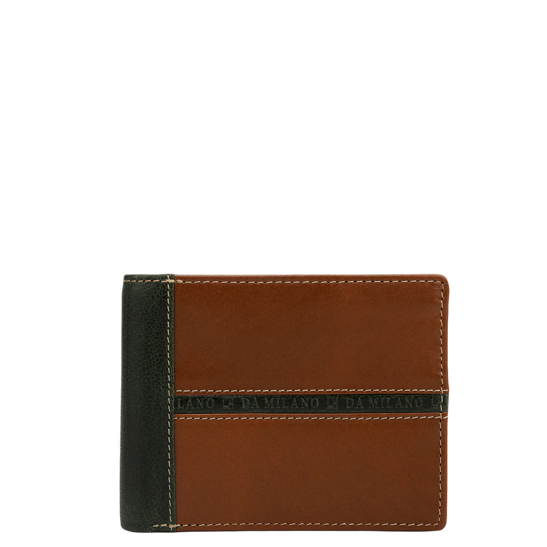 Green & Cognac Bifold Leather Mens Wallet