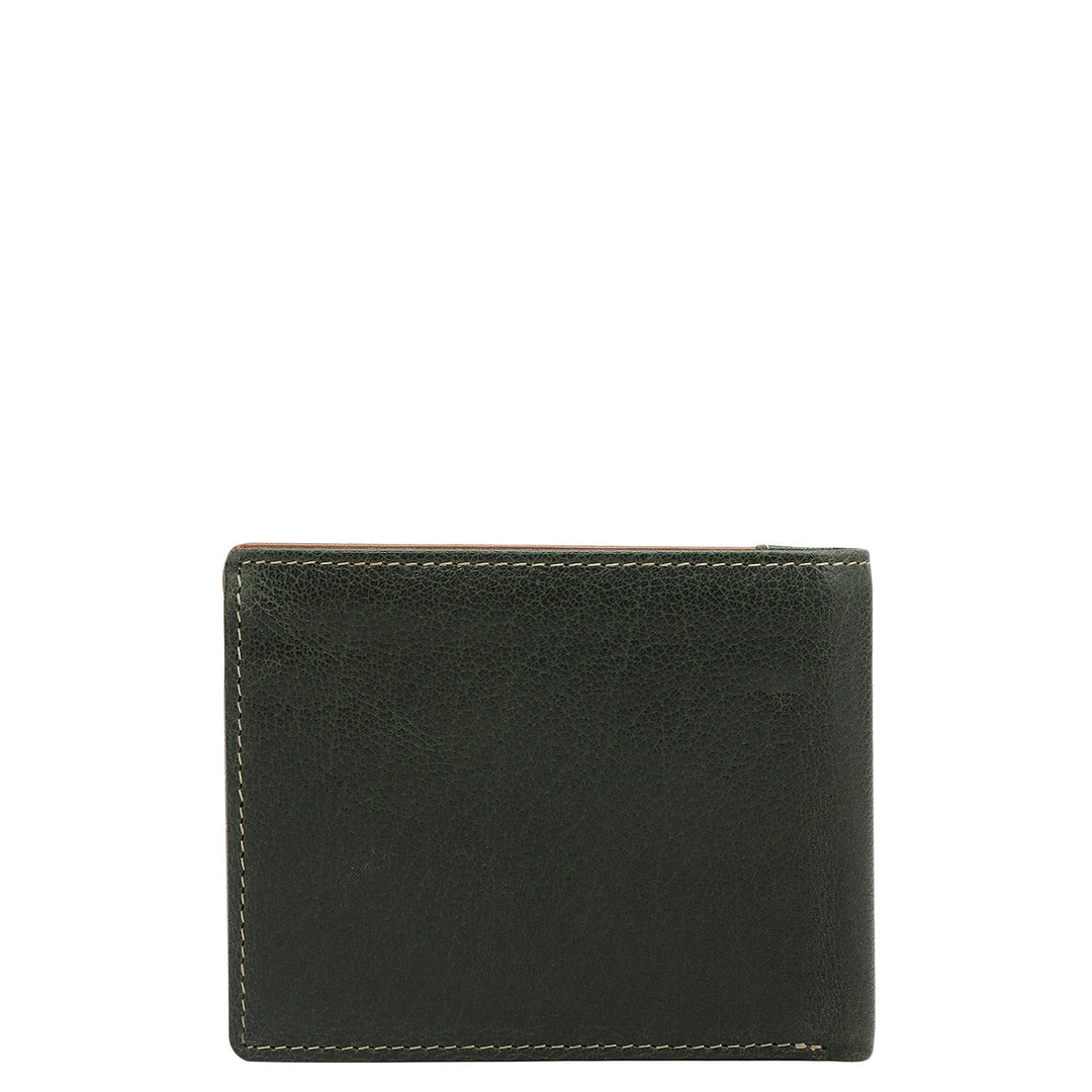 Green & Cognac Bifold Leather Mens Wallet