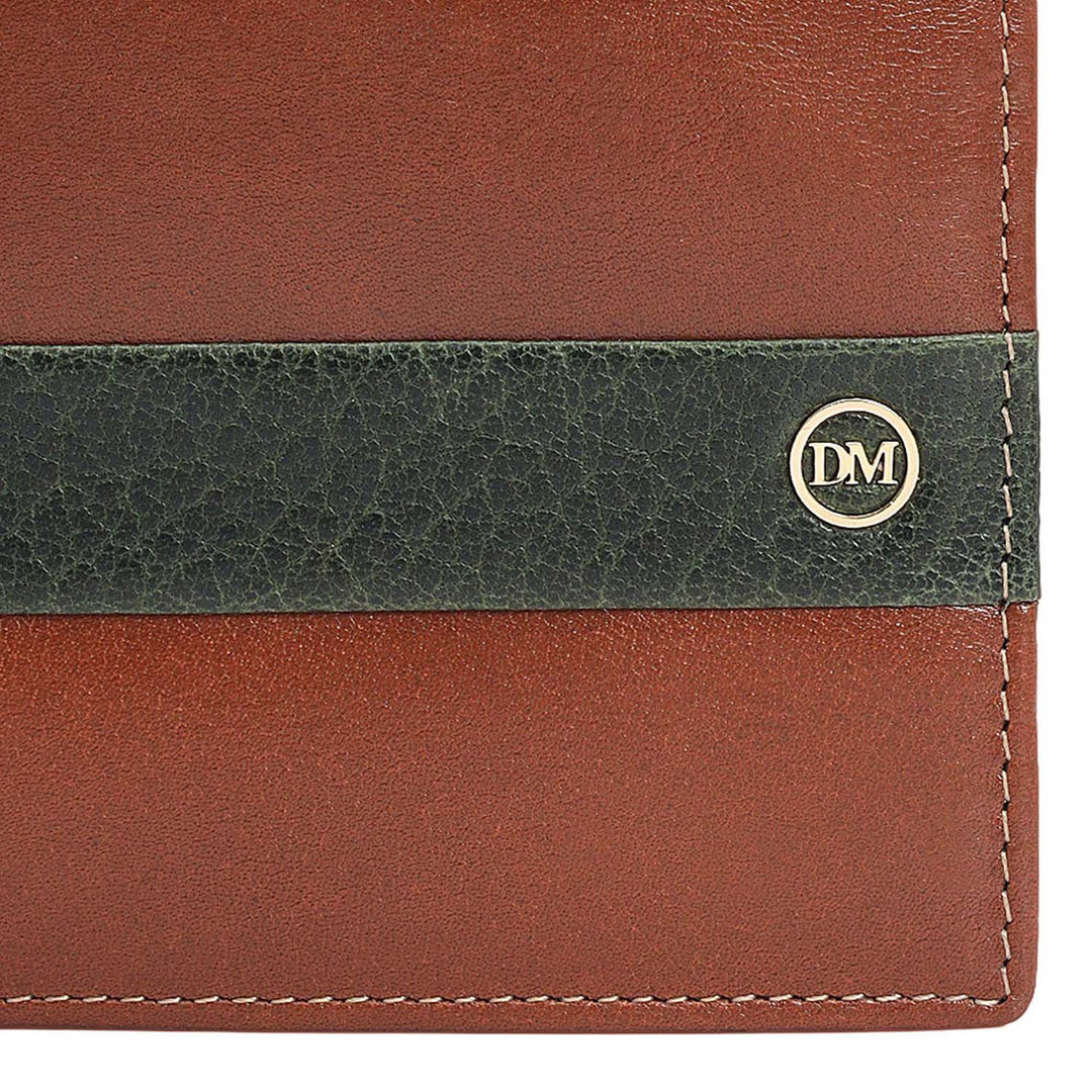 Cognac & Green Bifold Leather Mens Wallet