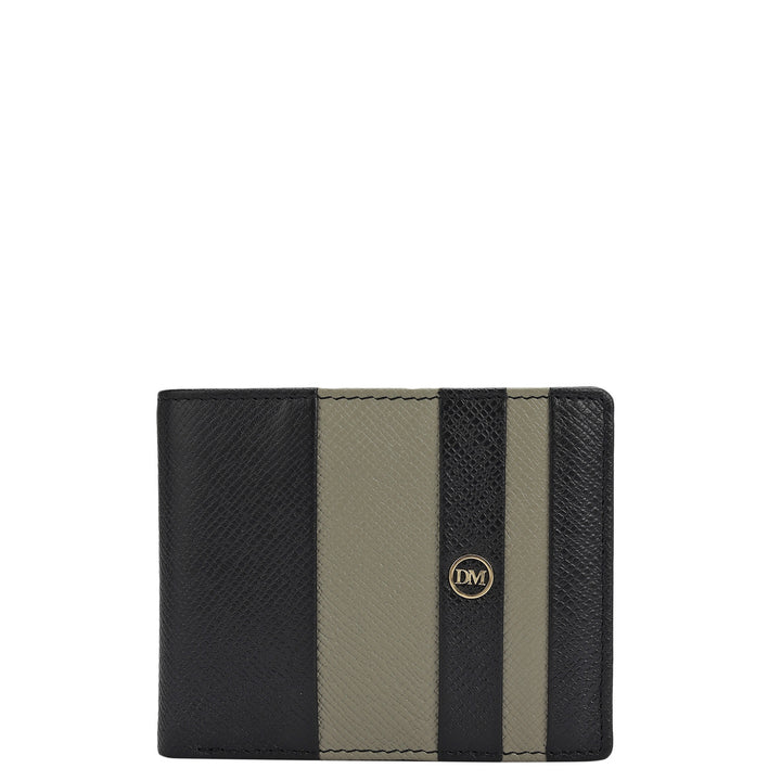 Black Stone Grey Bifold Leather Mens Wallet