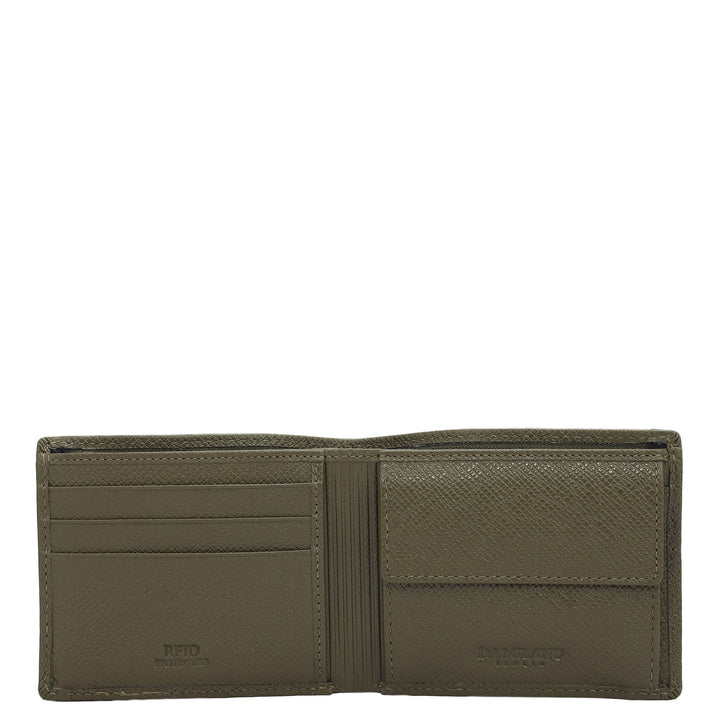 Military Green Bifold Leather Mens Wallet