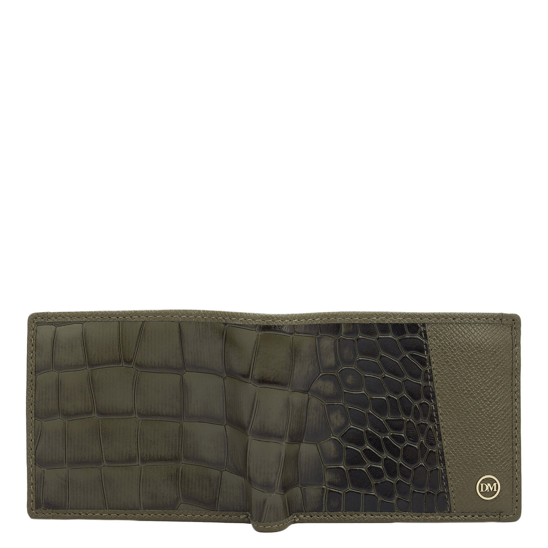 Military Green Bifold Leather Mens Wallet
