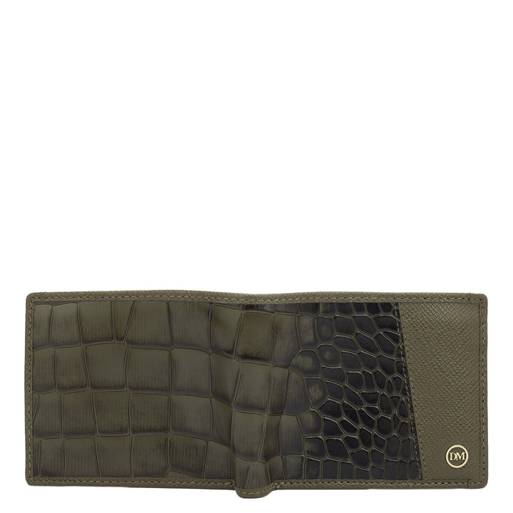 Military Green Bifold Leather Mens Wallet