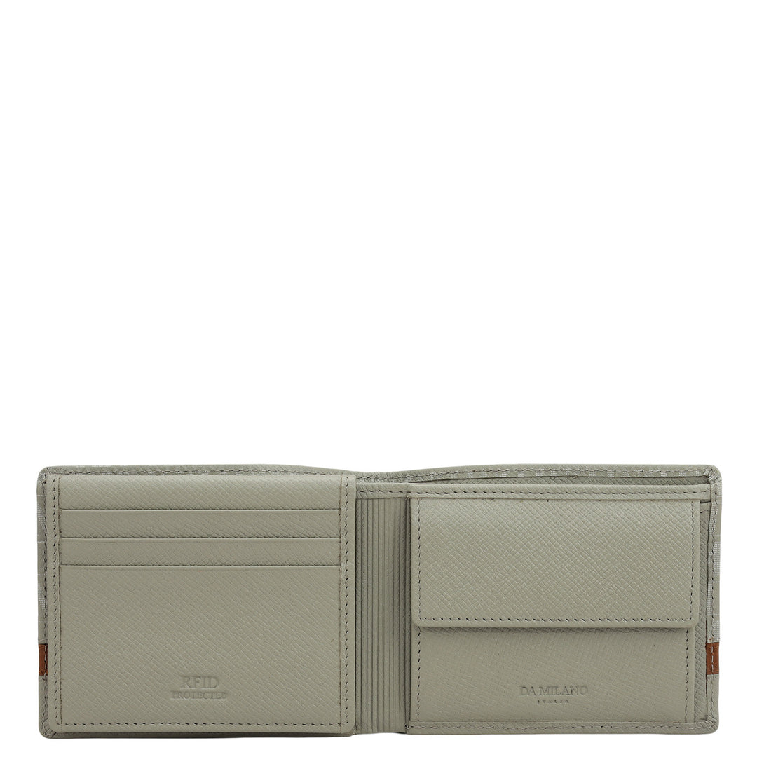 Stone Grey Bifold Leather Mens Wallet