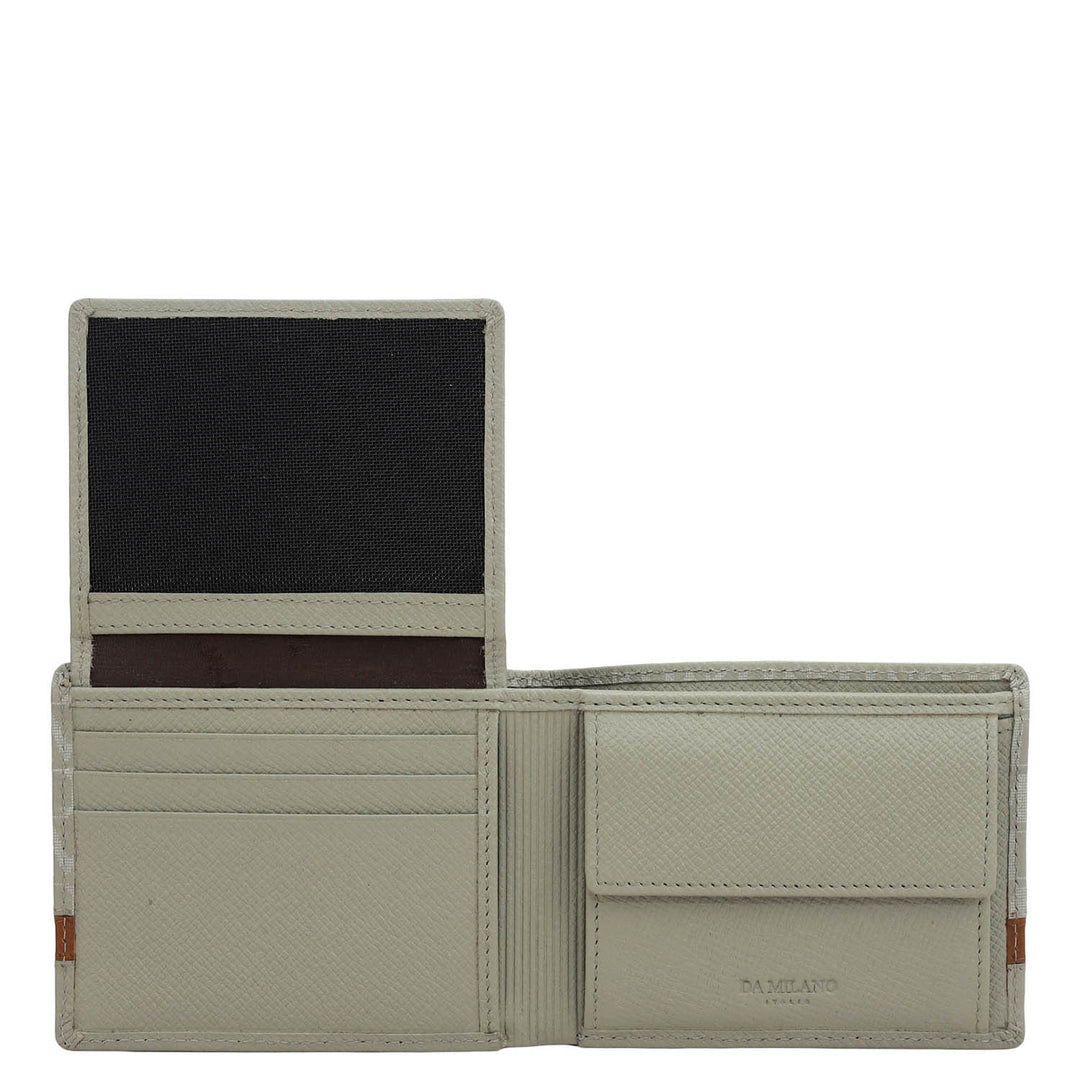 Stone Grey Bifold Leather Mens Wallet