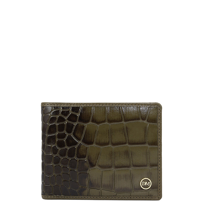 Military Green Bifold Leather Mens Wallet