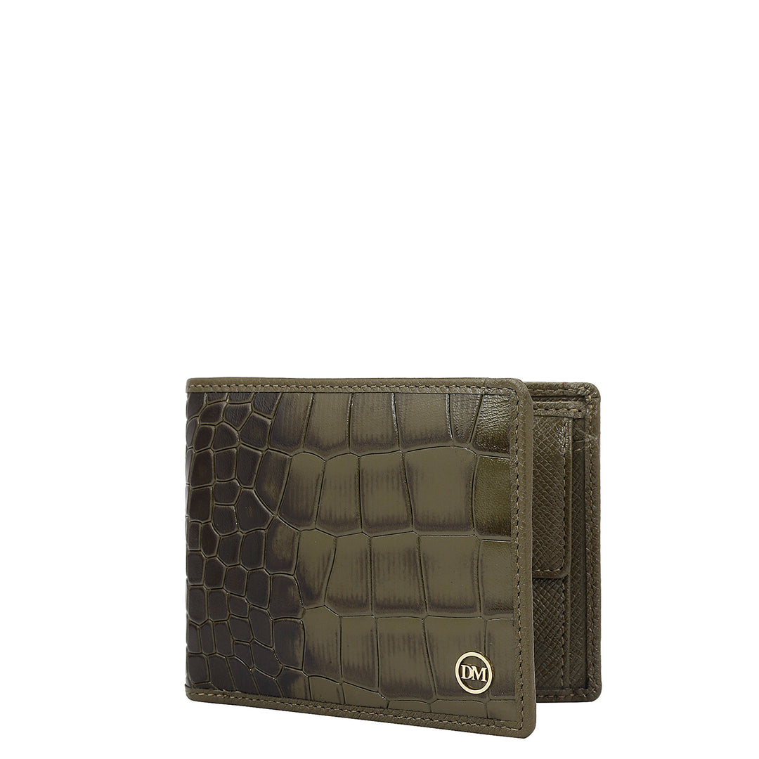 Military Green Bifold Leather Mens Wallet