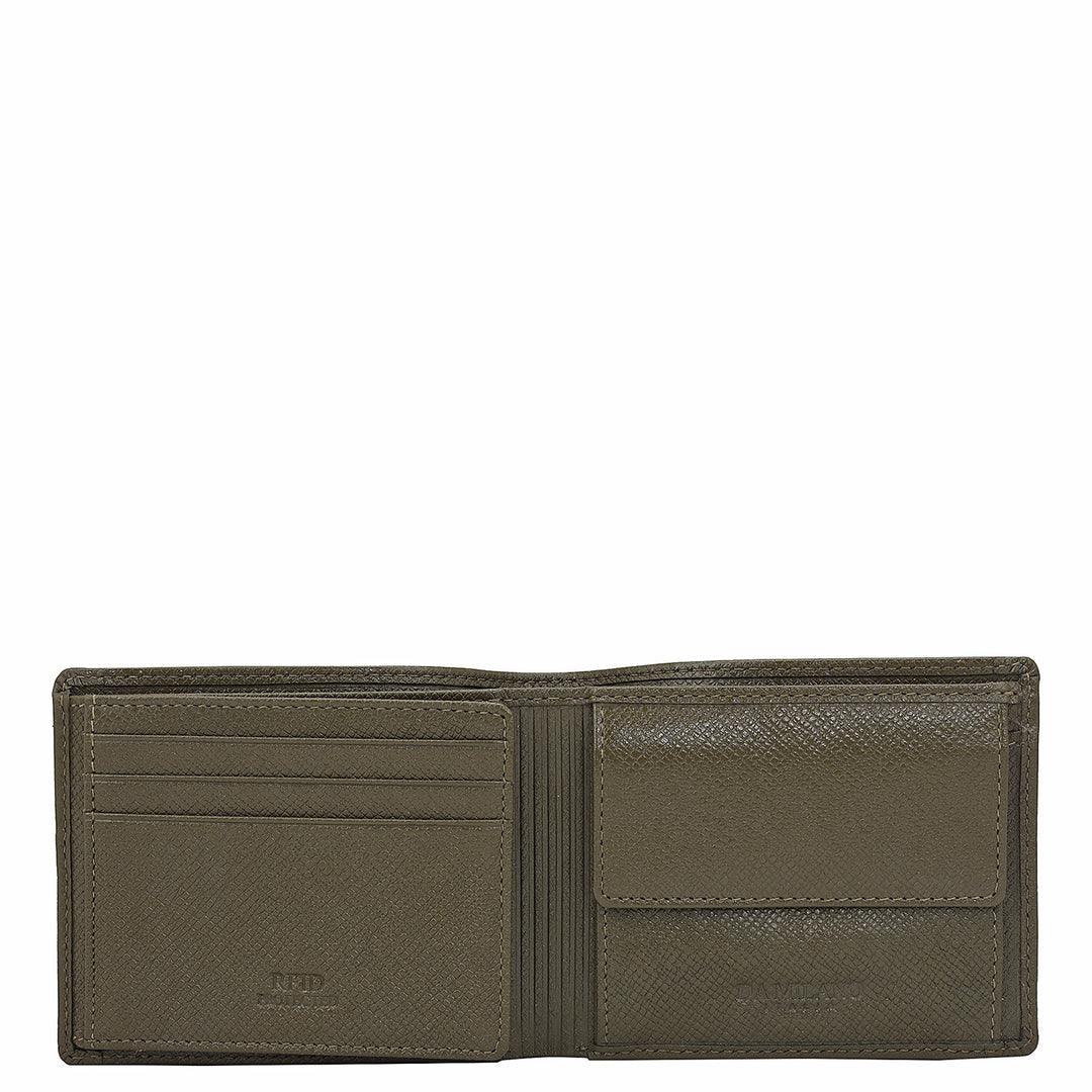 Military Green Bifold Leather Mens Wallet