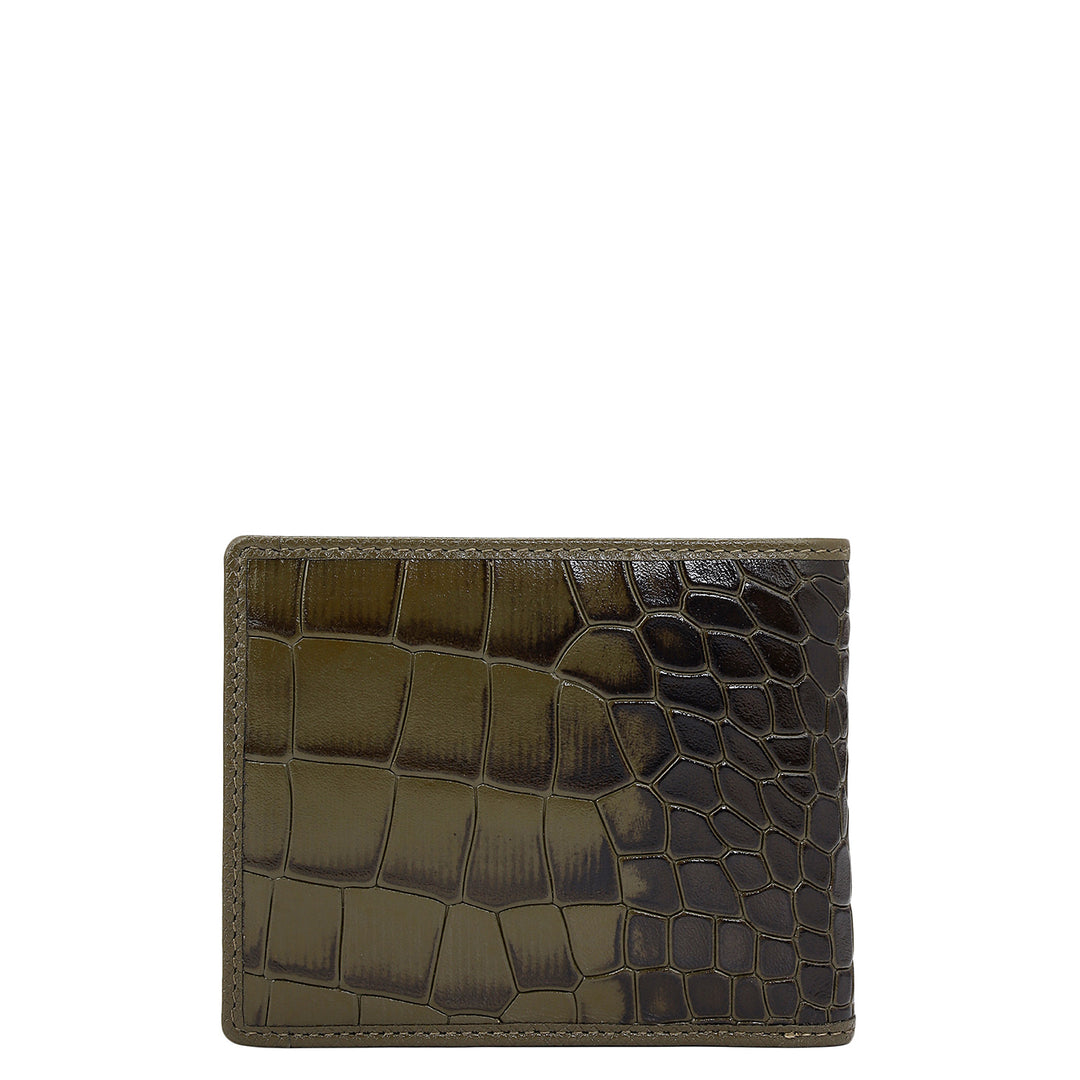Military Green Bifold Leather Mens Wallet