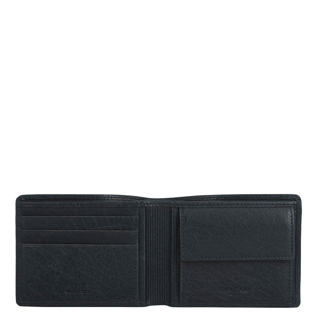 Navy Bifold Leather Mens Wallet